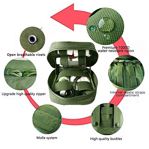 GHFY First Aid Pouch EMT IFAK Medical Pouchs, Tactical MOLLE Utility Empty Pouch (Green) - color: Green