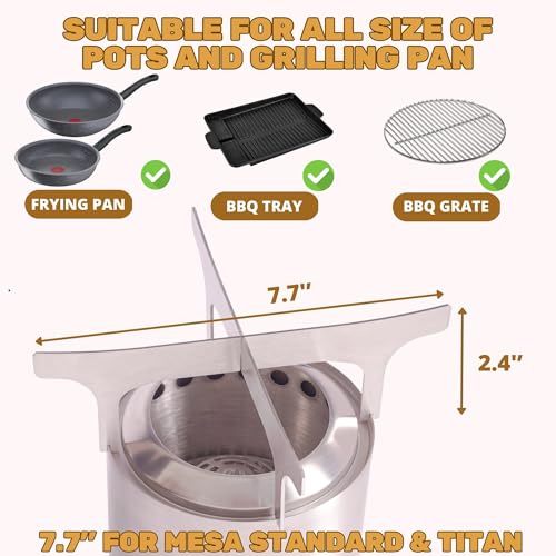 Fire Pit Cook top for Solo Stove Mesa, Mesa XL camping Accessories .Convert Tabletop Fire Pit to Camping Stove.Compatible with All Pots Pans.Stainless Steel.Replacement for Titan,Campfire Cooking Ring