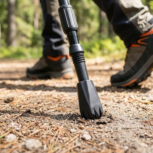 PAGOW 6pcs Walking Cane Tips, Trekking Pole Tips Feet Replacement for Hiking, Anti-Slip Shock Absorbing Walking Sticks for Senior Accessories Poles Outdoor Hikers (Diameter: 2.45 cm) - Black