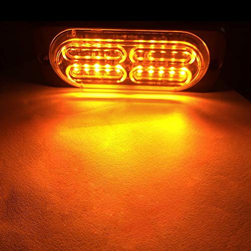 12-24V 20-LED Super Bright Emergency Strobe Warning Caution Hazard Construction Waterproof Flashing Strobe LED Light Bar Surface Mount for Car Truck SUV Van (Amber) - color: Amber
