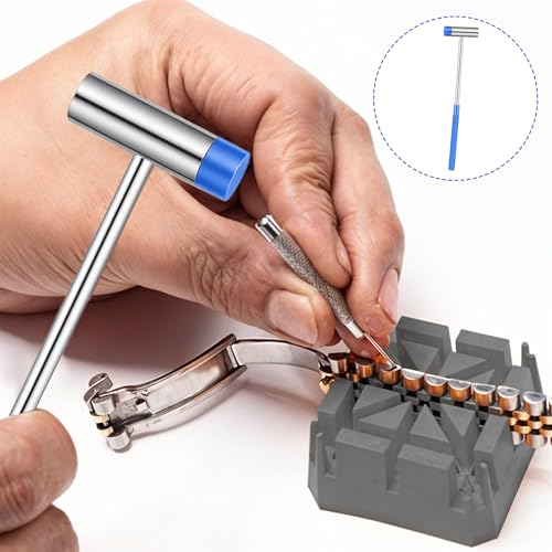 Mabor Dual Head Small Hammer, Lightweight Mini Hammer | Plastic & Metal Head Mallet Mini Jewelry Hammers for Crafts Watches Tuning Musical Instruments Supplies, Blue