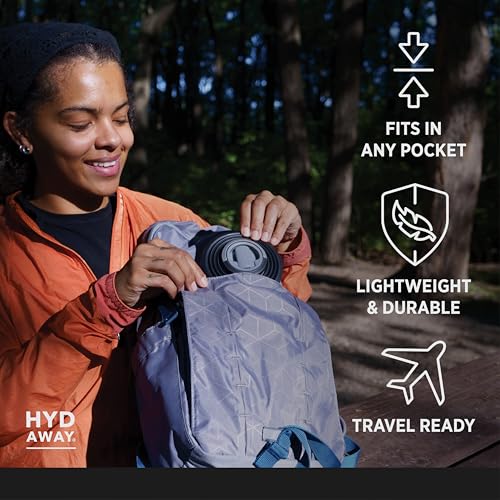 HYDAWAY 25oz Collapsible Water Bottle, Packable Leakproof for Travel | Large capacity design. Folds flat for carry-ons, day bags, hiking packs. Leakproof, BPA-free. - color: Midnight