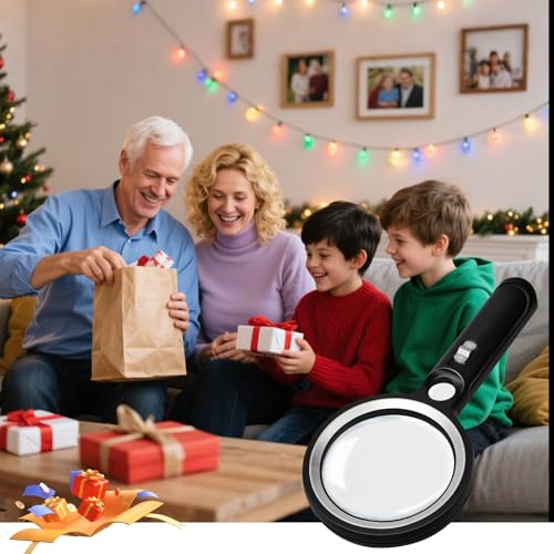 Handheld Magnifying Glass with Light, 10X 30X Optical Glass Magnifying Glass with 31 LEDs Lighted, The Essential Magnifier for Seniors, Reading, Puzzle, Coins, Jewelry, Inspection & Close Work