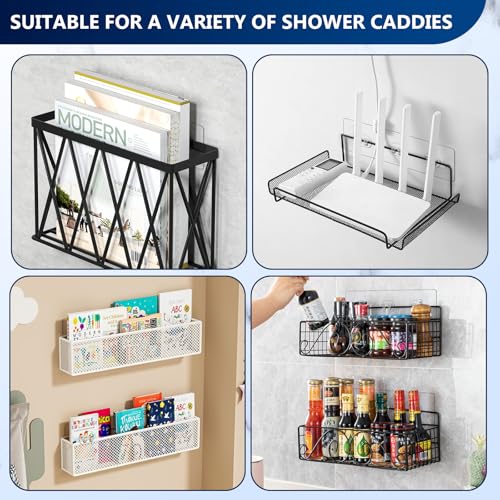 4 Pack Shower Shelf Adhesive Replacement, No Drilling Transparent Adhesive Hooks Stickers, Strong Wall Hook Strip for Shower Caddy Basket and Bathroom Shelf, Kitchen Racks (3 Hooks) - color: Transparent-4Pack 3 Hooks