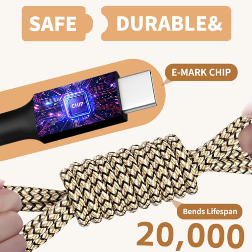 Travel 4 in 2 USB C Charging Cords,Universal Charging Cable for All Devices | Four Type C Ports Mulit Charging Cable,Travle Charger Cord for iPhone 15-17/Galaxy/Tablets/PS,Gold - color: Dark Gold & Black