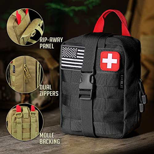 EVERLIT 250 Pcs Survival First Aid Kit | IFAK Outdoor Survival Kit Emergency Kit For Camping Hiking Hunting Earthquake Emergency Preparedness - color: Od Green
