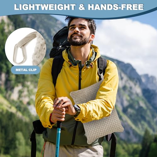 Travel Blanket Airplane Compact with Bag, Travel Essentials 3 in 1 Packable Airplane Blanket, Travel Pillow and Blanket Set, Inflatable Pillow, Luggage Sleeve & Backpack Clip (Camel) - color: Camel