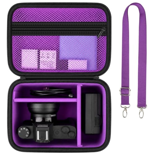 Comecase Large Travel 4K Vlogging Camera Case for Duluvulu/for AUREAPIX | Outdoor Camera Storage with 2 Dividers and Mesh Pocket, for Vloggers and Content Creators, Trip Ready, Purple - Case Only - color: Purple+Black Zipper, size: L