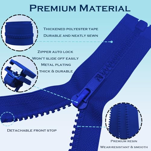 ANPURZII 3PCS #5 11 Inch Ocean Blue Separating Jacket Zippers for Sewing Coats, Molded Plastic Bulk Zippers(Oceanblue 11" 3PCS) - color: Ocean Blue, size: 3 PCS 11 inch