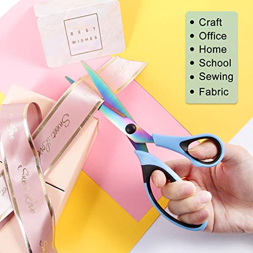 8.5" All-Purpose Scissors, 3-Pack Bulk Ultra Sharp Blade Shears, Comfort-Grip Sturdy Scissors for School, Office, Home, Sewing, Fabric, Craft Supplies, Right/Left Handed - color: Blue, Purple, Green