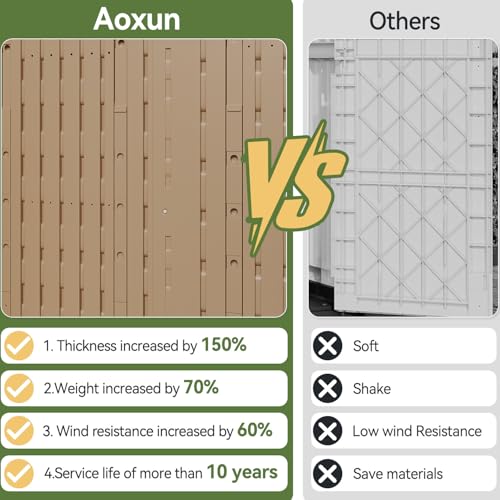 Aoxun Outdoor Storage Cabinet 35 Cu.Ft Outdoor Trash Can Storage Shed,Brown - color: Brown, size: 35 Cu.Ft