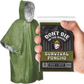 Don’t Die in The Woods – Emergency Poncho – Heat Saving + Rain Protection - color: 1pk Refill - Grave Robber Green