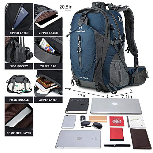 FENGDONG 40L Waterproof Lightweight Outdoor Daypack Hiking,Camping,Travel Backpack for Men Women Blue - color: A1-blue
