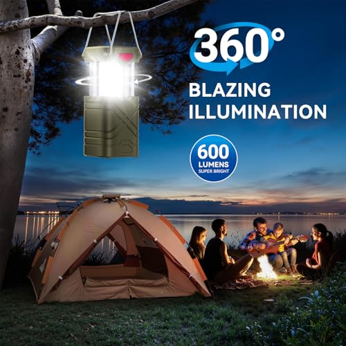 LETMY 4 Pack Camping Lantern, Rechargeable LED Lanterns, Solar Lantern Battery Powered Hurricane Lanterns Flashlight with 3 Powered Ways & USB Cable for Emergency, Power Outage, Hurricane Supplies - style: Green
