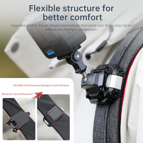 FALCAM F38 Backpack Camera Clip V2 with Plate | Arca-Swiss Quick Release, 30kg/66lb Heavy Load, Dyneema Safety Strap, Belt & Strap Mount for DSLR Action Mirrorless – Black - size: Clip with Plate