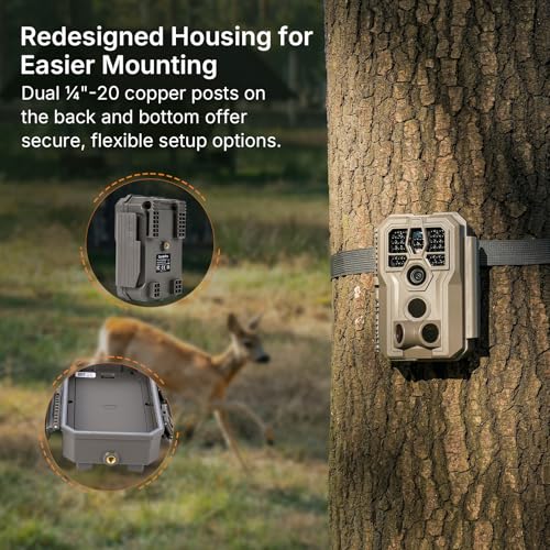 GardePro E5 2.0 Solar Trail Camera Bundle (Non-Cellular, Non-WiFi), 4K Video, Triple-PIR Motion Sensor, 0.1s Fast Trigger, 100ft No-Glow Night Vision, IP66 Waterproof, Motion Activated