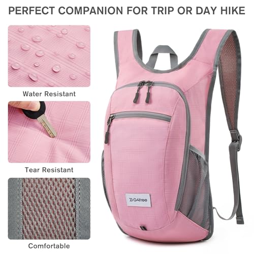 G4Free 10L/15L Hiking Backpack Lightweight Packable Hiking Daypack Small Travel Outdoor Foldable Shoulder Bag - color: Pink Checkered, size: 10L