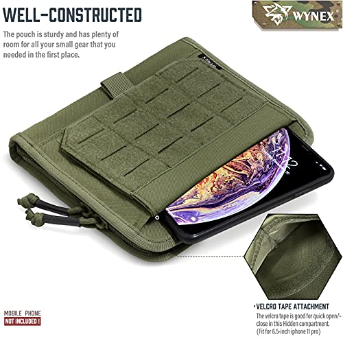 WYNEX Tactical Molle Admin Pouch, Laser-Cut, EDC Organizer Tool Pouch | Utility Organizer EDC Medical Bag, EDC Pocket Modular Pouch, Tactical Accessories EDC Pouch, Include U.S Patch - color: Army Green