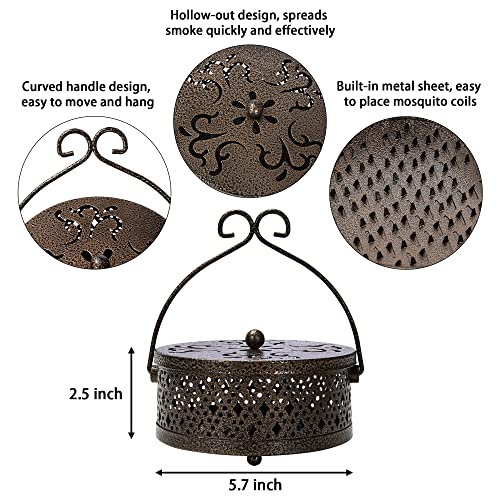 MyLifeUNIT Mosquito Coil Holder, Retro Portable Mosquito Incense Burner for Home and Camping (Bronze) - color: Bronze