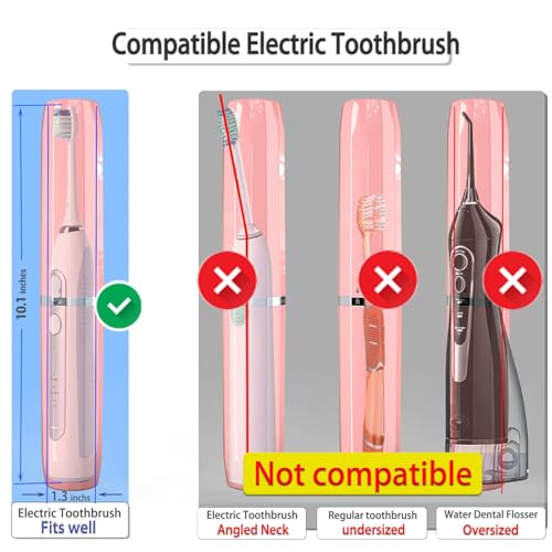 Long Ventilated Electric Toothbrush Travel Case, Portable Holder, Fits Most Standard Straight Electric Toothbrushes (Pink) - color: Pink