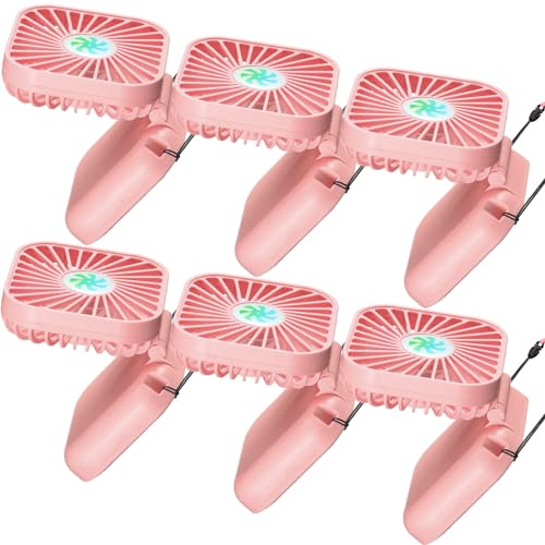 Hortsun 6 Pcs Portable Necklace Fan Bulk Gift, Pink - color: Pink