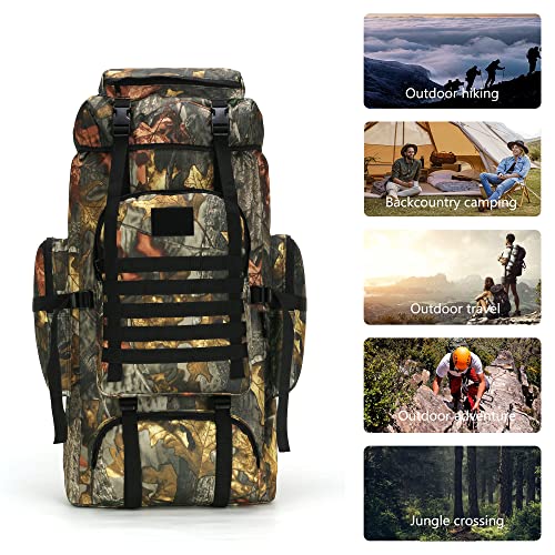 King'sGuard 70L Camping Hiking Backpack for Men Women Large Military Tactical Backpack Molle Rucksack Backpack for Outdoor - color: Mapleleaf Camo