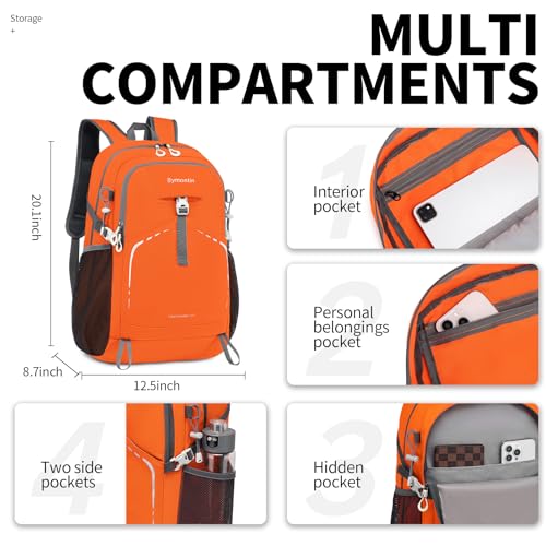 Lightweight Foldable 35L Everyday Backpack, Packable Daypack (Orange) - color: 35l-orange