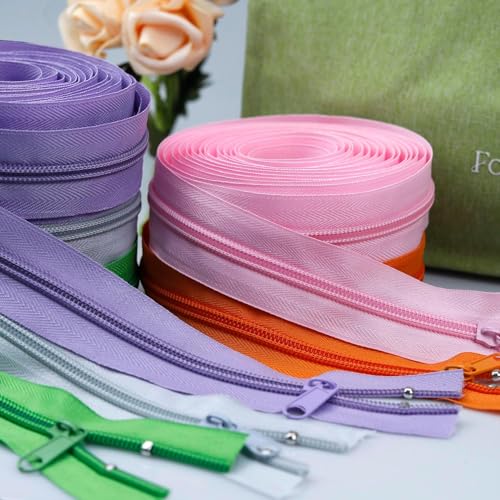 #3 Nylon Zipper Tape for Sewing: YZSFIRM 10 Yards Yellow Green by The Yard Nylon Coil Zippers for DIY Sewing Craft with 10 Bulk Metal Zipper Slider and 10 Double Slider - color: 231 Yellow Green, size: #3 Zipper