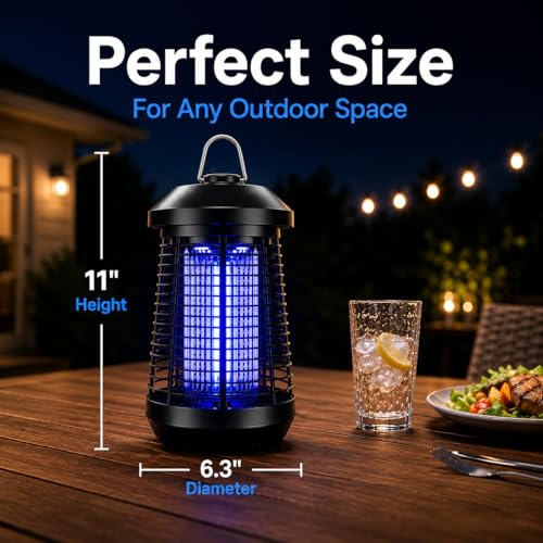 Bug Zapper Outdoor,4200v Mosquito Zapper Killer,Covers 1/2 Acre | Electric Bug zapper Helps Eliminate Mosquitoes and Flying Insects Outdoors. Ideal for Patio Backyard Garage. Easy-clean Tray