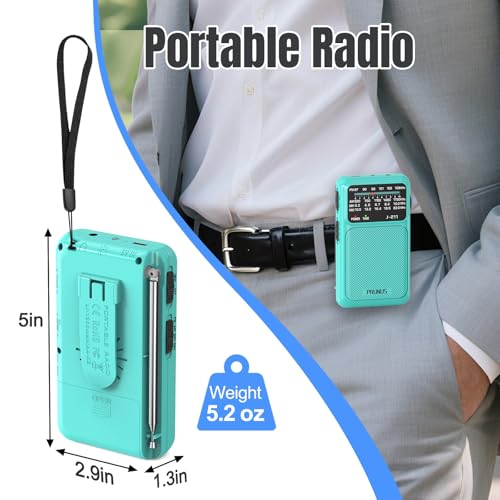 PRUNUS J211 Portable Radio AM FM, USB C Charging and AA Battery Operated - color: Blue