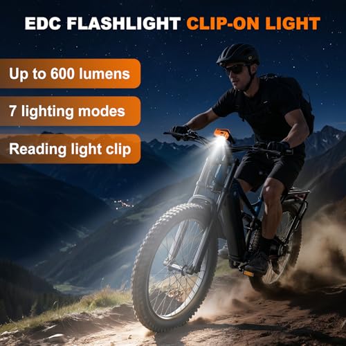 Rechargeable EDC Clip-on Flashlight, Mini Pocket Light Orange - color: Orange