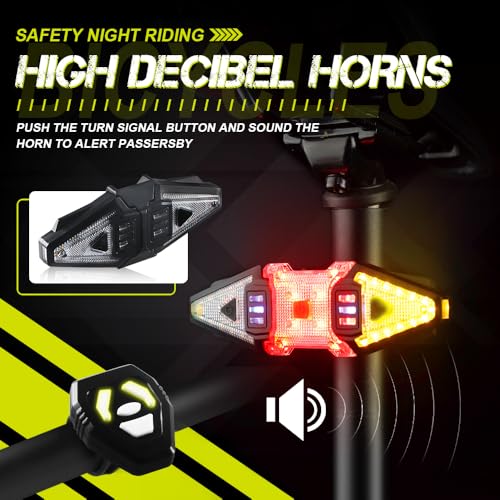 5 PCS Bike Tail Light with Turn Signals, Split USB Rechargeable Bike Turn Signal Front and Back, Wireless Remote Control Bicycle Turn Signals with Flash Warning Light and Red Tail Light for Bicycle - size: 4 PCS Turn Signal + 1 PCS Tail Light