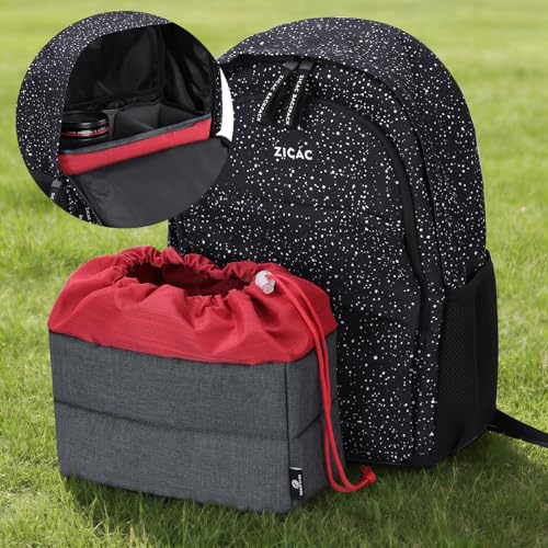Koolertron Waterproof DSLR Camera Bag with Removable Insert, Adjustable Compartments, Fits in Camera Bags - Protective Case for DSLR/SLR Cameras & Accessories - color: Gray Green+Red