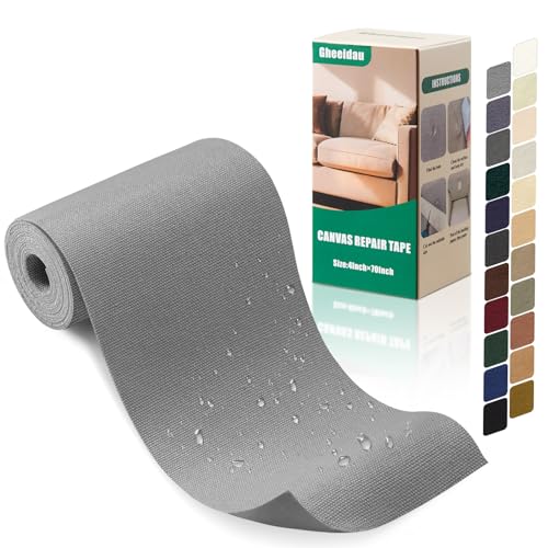 Gheeidau Canvas Repair Tape 4×70 Inch Waterproof Self-Adhesive Fabric Repair Patch for Repairing Boat Covers,Tents,Patio Umbrellas,Car Seats,Luggage,Sofas.(Smoky Grey) - color: Smoky Grey, size: 4"×70"