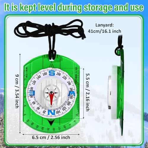 20 Pcs Acrylic Orienteering Compass Hiking Backpacking Survival Reliable Compass Advanced Scout Compasses Outdoor Gear for Map Reading Navigation Camping Survival Exploring - color: Green