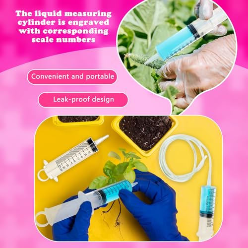8 Pack 100ml Large Plastic Syringe with 40 inch Handy Plastic Tubing and Connections for Liquid Measuring Watering Pet Feeding