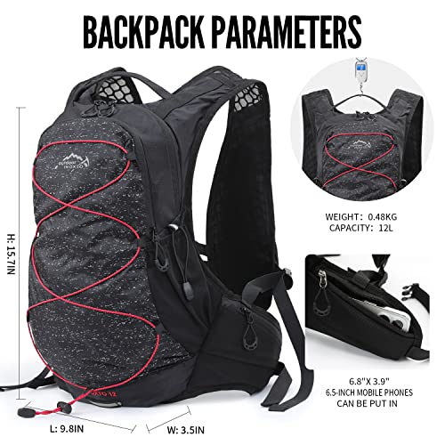 IX INOXTO Hydration Pack Backpack, Lightweight Water Backpack with 2L Hydration Bladder Daypack for Men Women,Running Hydration Vest for Trail Running Hiking Cycling Race Climbing - color: Black