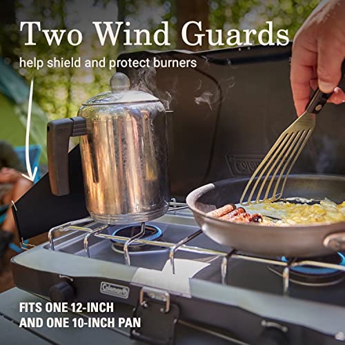 Coleman Triton 2-Burner Propane Stove, Portable Camping Cooktop with 2 Adjustable Burners & Wind Guards, 22,000 BTUs of Power for Camping, Tailgating, Grilling, BBQ, & More - color: Matte Black