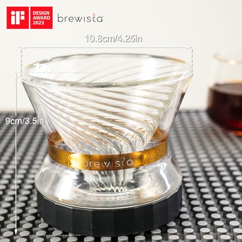 Brewista Tornado Duo Pour Over Coffee Dripper, Insulated Double Wall Glass, Easy-To-Clean Drip Coffee Maker for Home & Office(1-2 Cups) - size: 1-2 Cups
