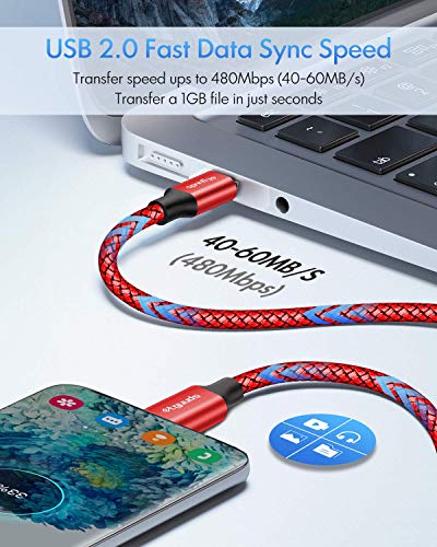 etguuds USB C to USB C Cable 3ft, 2-Pack 60W C to C Cable Fast Charging | for iPhone 17 16 15 Pro Max Plus Air, Samsung Galaxy S26 S25 S24 S23, USBC iPad MacBook Charger Cord Type C, Pixel, Red - color: Red, size: 3ft