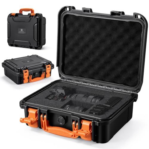 K&F CONCEPT Waterproof Hard Case, IP67 Protective Case with Pre-Scored Foam - color: Black and Orange
