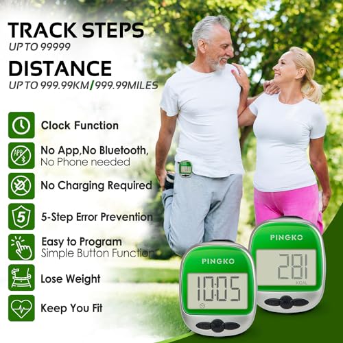 PINGKO Outdoor Multi-Function Portable Sport Pedometer Step/Distance/Calories/Counter - color: Green