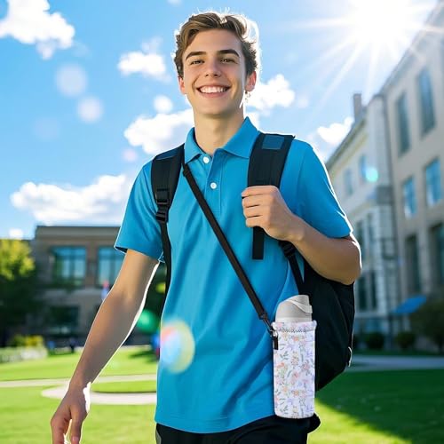 Neoprene Water Bottle Carrier Bag with Adjustable Shoulder Strap,Insulated Water Bottle Cover for Stainless Steel/Glass/Plastic Bottles - color: BC55, size: 500ml