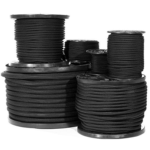 Diamond Weave Shock Cord (1/8 Inch, 25 Feet) - Black Elastic Bungee Cord Replacement - size: 1/8 Inch x 25 Feet