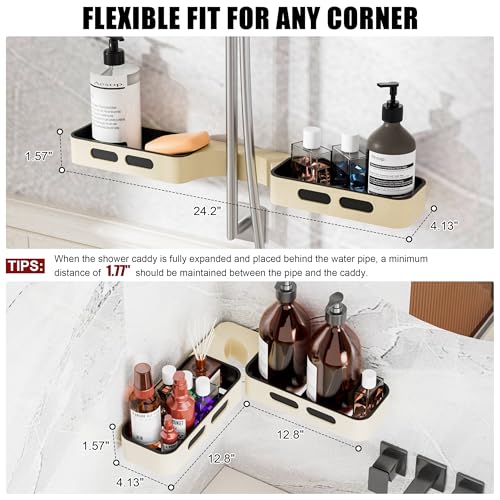 Adhesive Corner Shower Caddy Organizer 2 Pack with Adjustable Angles | No Drill Adhesive Shower Shelves, Durable & Rustproof, Bathroom Caddy for Storage, Wall Mount Soap & Shampoo Holder Plastic