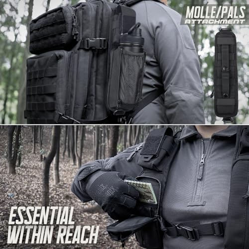 WYNEX Molle Backpack Shoulder Strap Pouches of Water Bottle Pouch Version | Tactical Accessories Backpack Strap Pouch Water Bottle Carrier Holder Molle Accessories for Backpacks - color: Black-2pcs-A+B