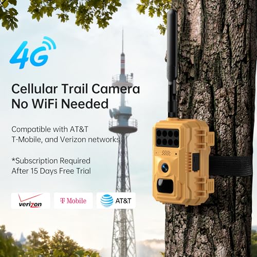 2 Pack 2K Cellular Trail Cameras, 4G LTE Solar Wildlife Cameras No WiFi Needed, 0.2s Trigger, No-Glow Night Vision, Pre-Installed IoT SIM & 32GB SD Cards for Farm and Remote Property
