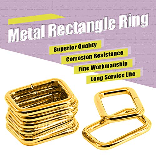 Swpeet 60Pcs 1 Inch / 25mm Heavy Duty Metal Ring Buckle Webbing Belts - color: Gold, style: Metal Rectangle Ring