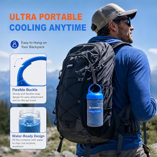 YQXCC 2 Pack Cooling Towels (47"x12"), Ice Cool Towel for Neck & Face | Cooling Neck Wraps, Soft Breathable Microfiber Chilly Towel for Yoga, Golf, Gym, Running, Camping & Hot Weather - color: Light Blue+dark Gray