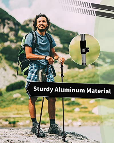 AISUNOURDOOR Lightweight Adjustable Trekking Poles, Aluminum Collapsible Travel Hiking or Walking Sticks for Women Children, with One Disposable Raincoat - color: Green